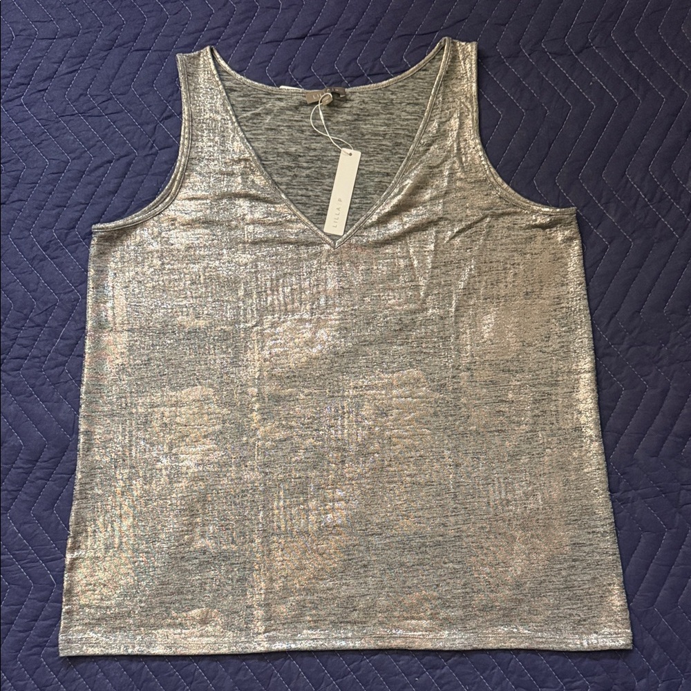 Lilla P Shimmering Silver Tank Top